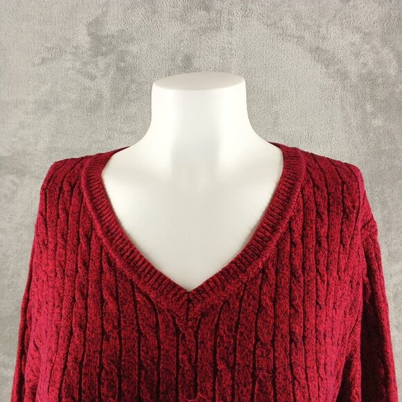 NWT KAREN SCOTT Christmas Sweater XL(16-18) Red Pullover Cable Knit 100% Cotton - Picture 3 of 11